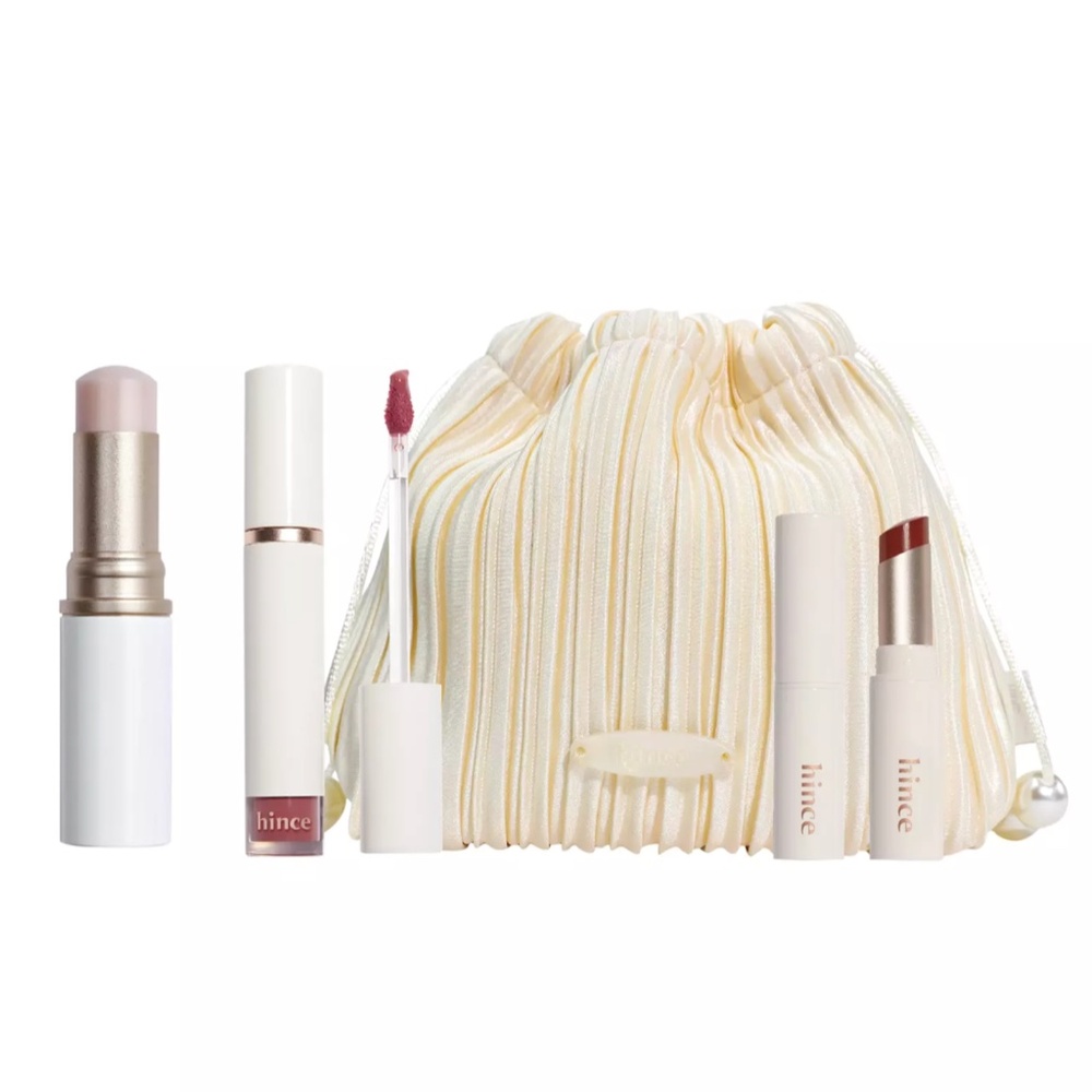 Hince Glass Skin Makeup Gift Set with Cosmetic Pouch